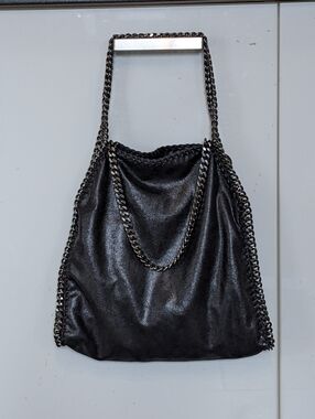 Stella McCartney Falabella Chain Trim Shaggy Deer Faux Leather Tote Shoulder Bag